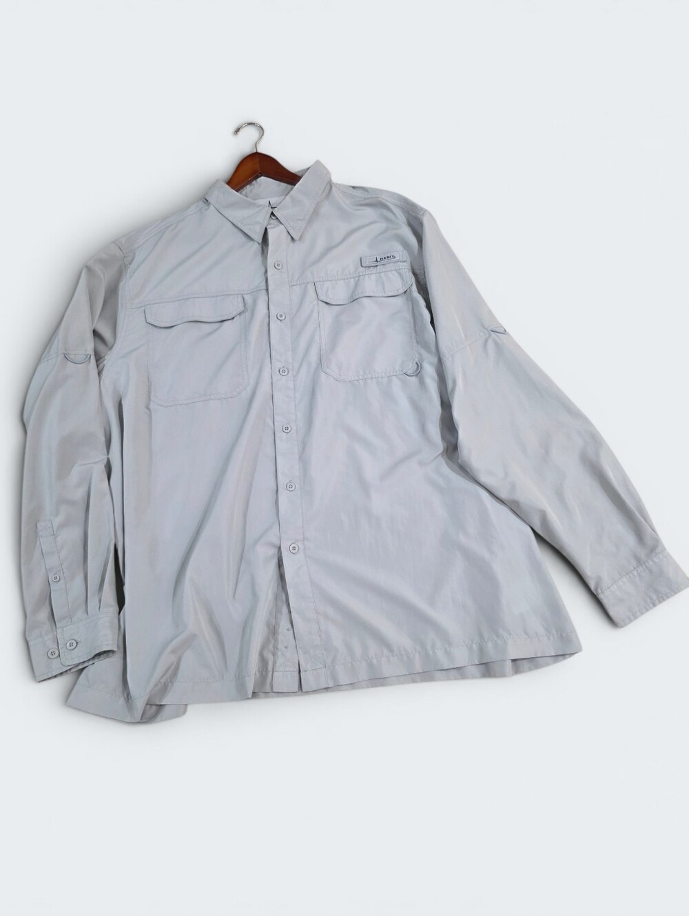 Habit Men’s 2XL Vented Long Sleeve Fishing Shirt Gray Hiking Outdoors Vacation